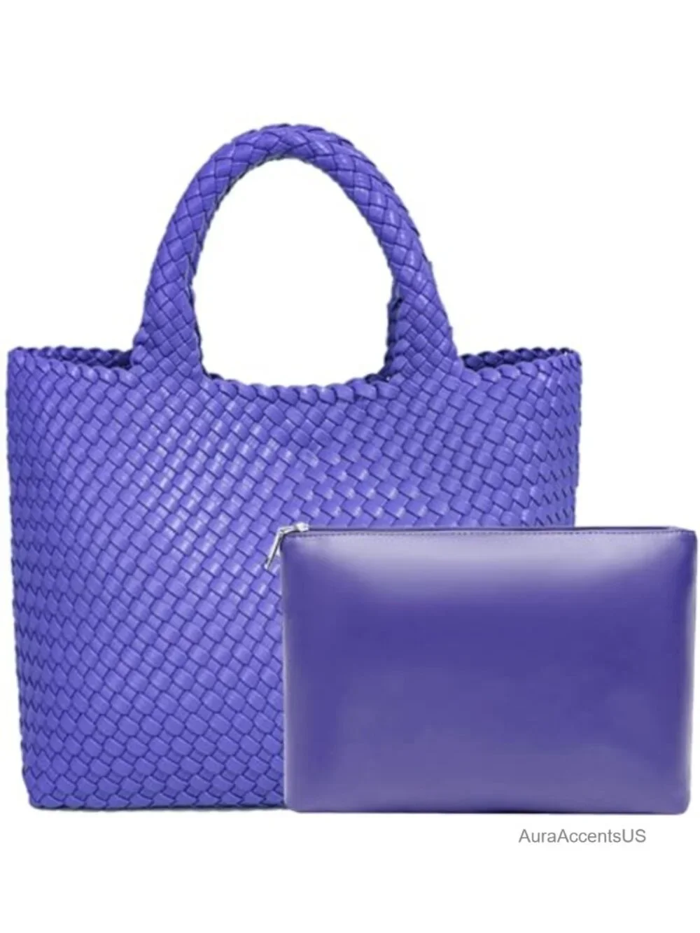 Faux Leather Woven Tote Bag Large Capacity Shoulder Handbag